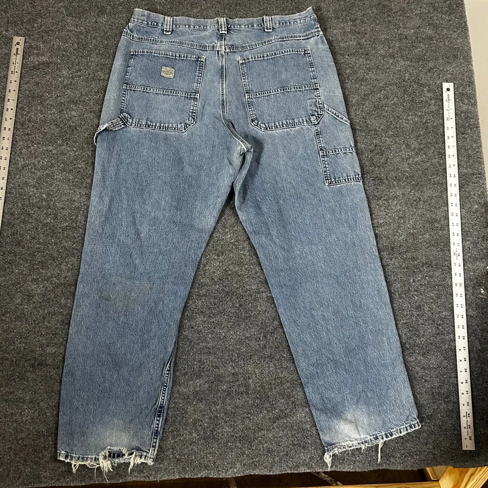 Wrangler Carpenter Jeans Mens Size 40 Blue Denim Relaxed Fit Distressed Workwear